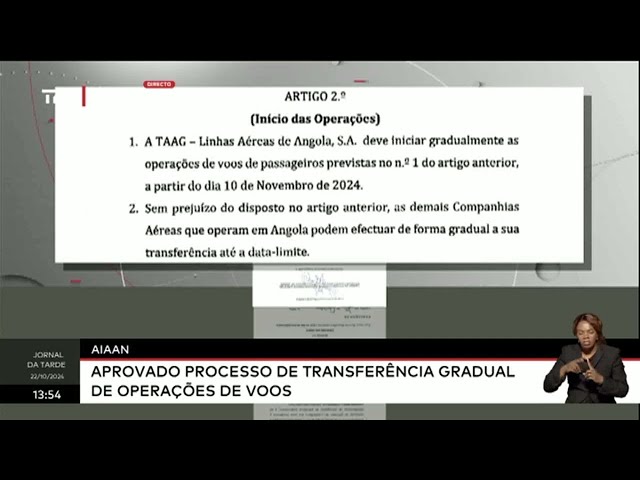 ⁣AIAAN -  Aprovado processo de transferência gradual de operaçoes de voos