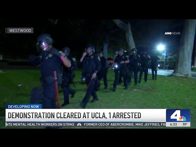 ⁣Demonstration cleared at UCLA, 1 arrested