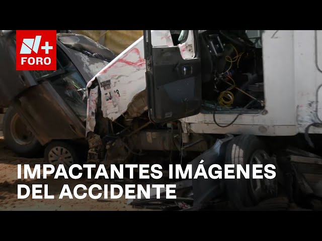 ⁣Accidente en la México-Puebla: Así quedaron los autos embestidos por tráiler - Las Noticias