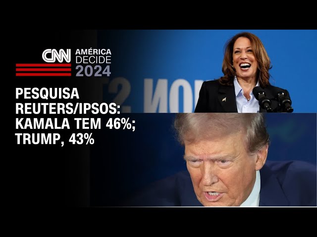 ⁣Pesquisa Reuters/Ipsos: Kamala tem 46%; Trump, 43% | BASTIDORES CNN