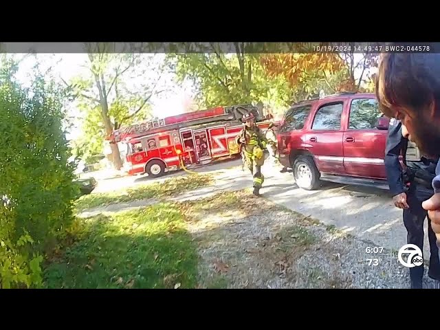 ⁣Bodycam shows Sterling Heights officer save man from house fire