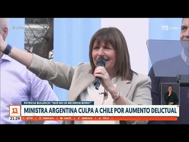 ⁣Bullrich culpa a Chile por aumento delictual en Argentina: "Que no se me enoje Boric"