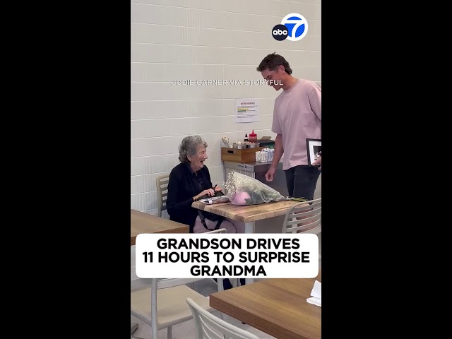 ⁣Grandson drives 11 hours to surprise grandma