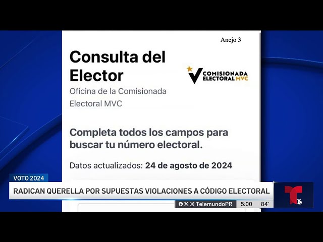 ⁣PNP radica querella contra MVC por supuestas violaciones al código electoral