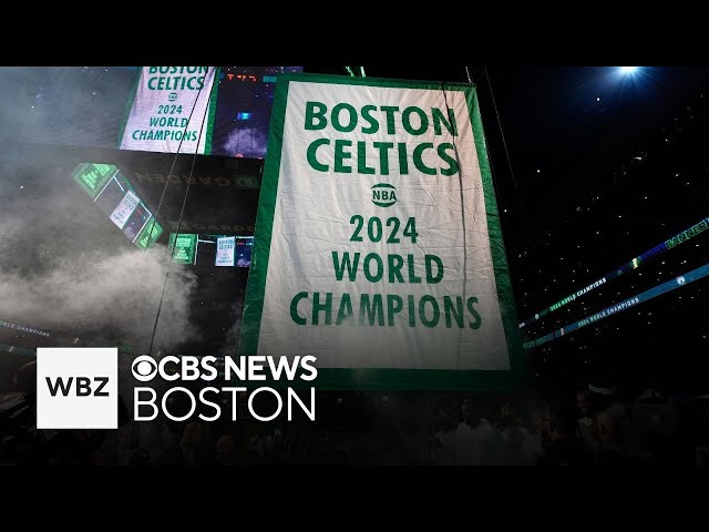 ⁣Boston Celtics raise Banner 18 to the rafters