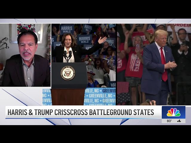 ⁣Harris, Trump try to sway battleground states