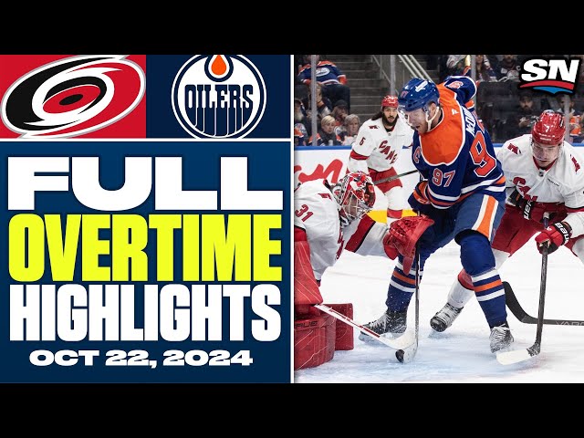 ⁣Carolina Hurricanes at Edmonton Oilers | FULL Overtime Highlights - October 22, 2024