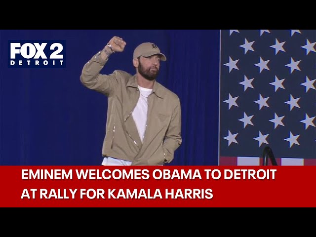 ⁣Watch: Eminem introduces Obama at Kamala Harris Detroit rally