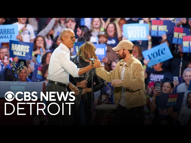 ⁣Eminem, Barack Obama campaign in Detroit