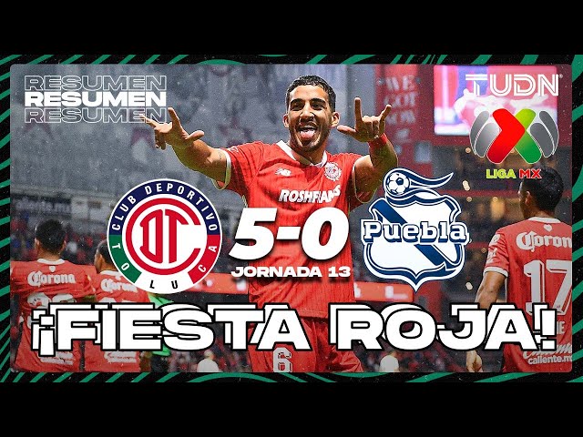 ⁣Resumen y goles | Toluca 5-0 Puebla | Liga Mx -AP2024 - J13 | TUDN