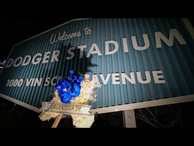 ⁣Fans gather outside Dodger Stadium to pay tribute to Fernando Valenzuela