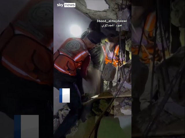 ⁣Child rescued from rubble in Gaza