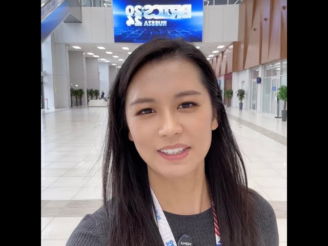 ⁣Inside the press center at Kazan BRICS Summit