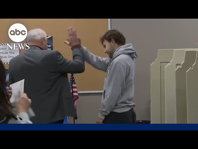 ⁣Tim Walz and his son, Gus, cast ballots in 2024 election