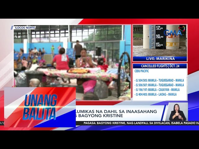 ⁣Ilang pamilya, lumikas dahil sa inaasahang paglakas pa ng Bagyong Kristine | Unang Balita