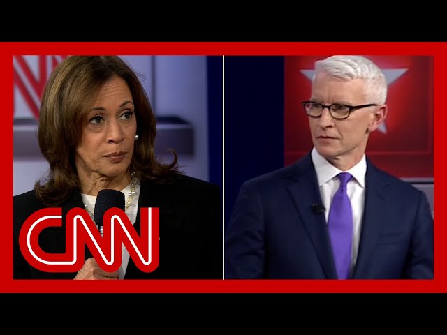 ⁣Anderson Cooper presses Harris on border wall funding