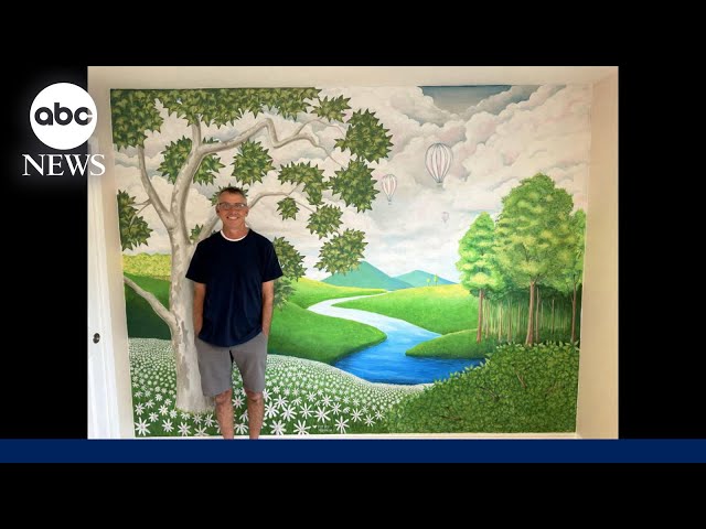 ⁣Father flies across country to paint mural for his 1st grandchild