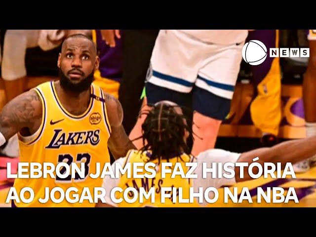 ⁣LeBron e Bronny James fazem história como 1ª dupla de pai e filho a jogar juntos na NBA