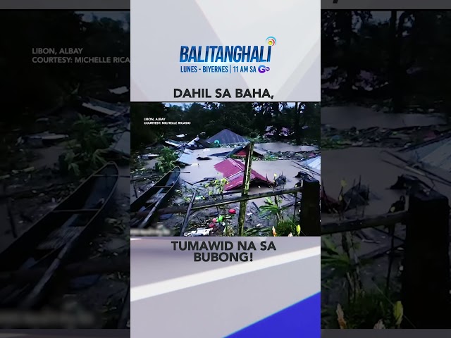 ⁣Isang residente, tumawid sa bubong dahil sa pagragasa ng baha #shorts | Balitanghali