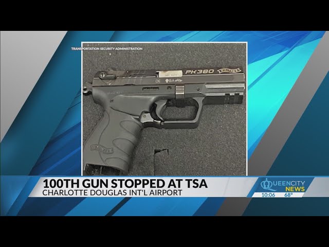 ⁣100th firearm seized at CLT airport this year