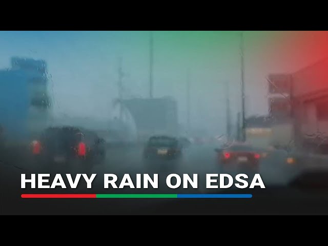 ⁣Heavy rain sweeps over EDSA-Aurora Cubao, Araneta-Skyway