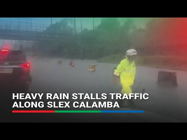 ⁣Heavy rain stalls traffic along SLEX Calamba