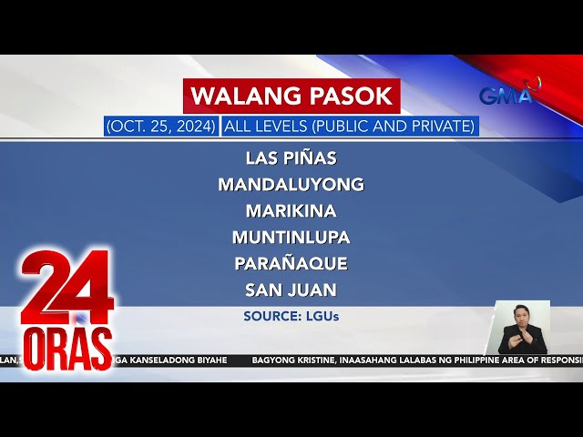 ⁣Walang Pasok (October 25, 2024) | 24 Oras