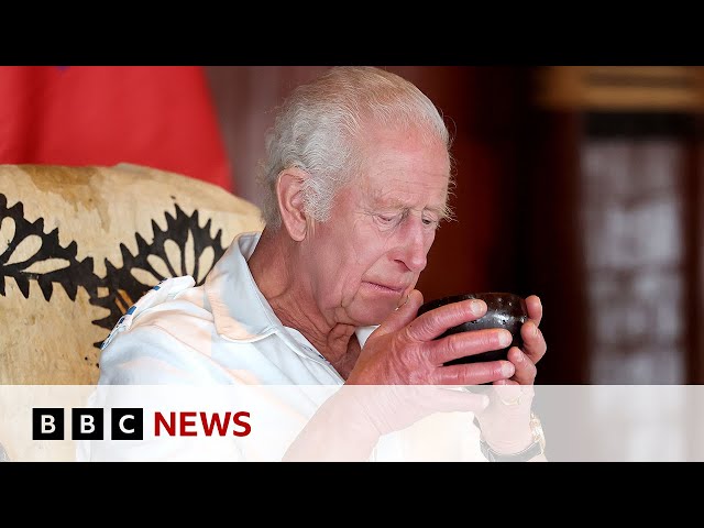 ⁣King Charles drinks kava during ritual in Samoa | BBC News