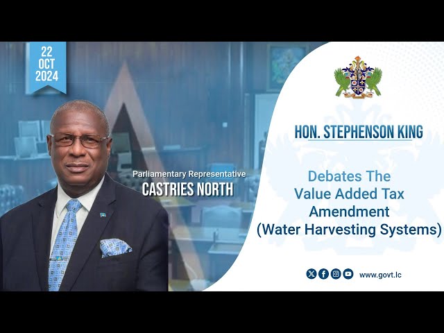 ⁣Hon. Stephenson King Debates The Value Added Tax Amendment (Water Harvesting Systems)