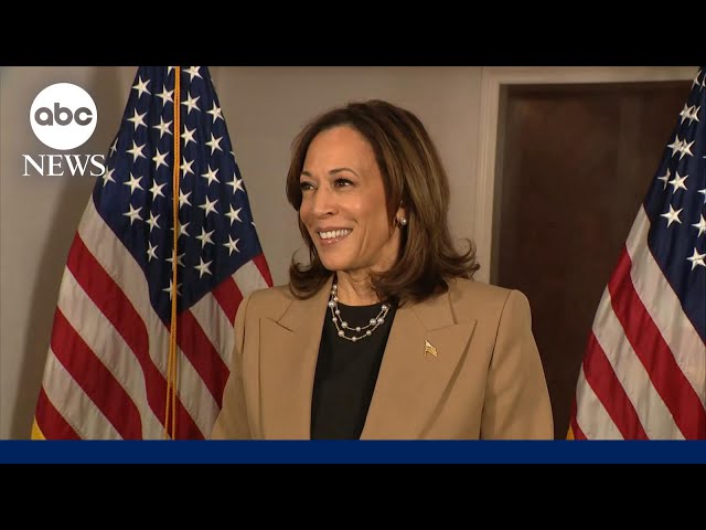 ⁣Harris speaks to reporters in Philadelphia ahead of rally in Georgia