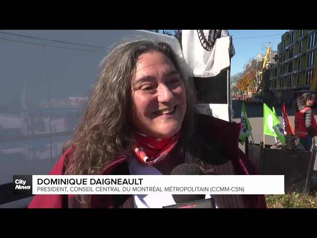 ⁣Quebec daycare workers protesting for better pay and work conditions