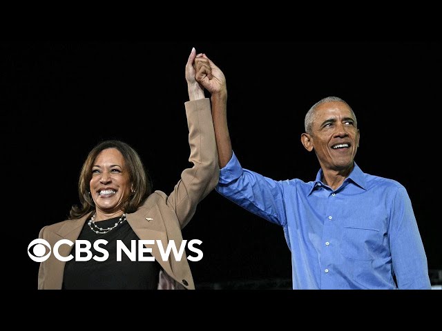 ⁣Harris and Obama campaign together for first time