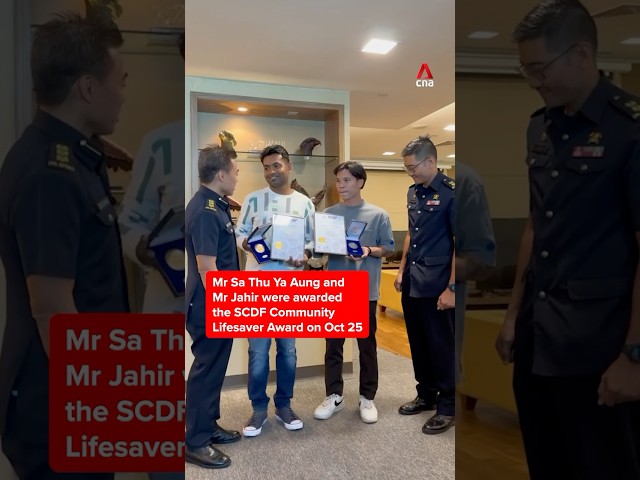 ⁣2 men awarded by SCDF for rescuing toddler from window ledge in Singapore