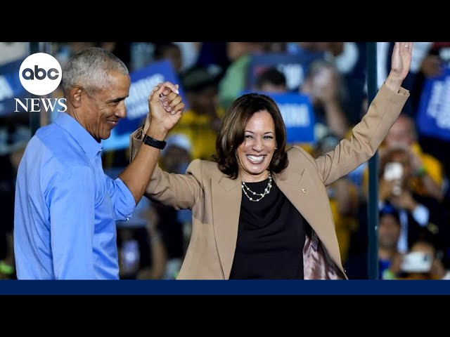 ⁣Obama, Springsteen campaign with Harris at Georgia rally