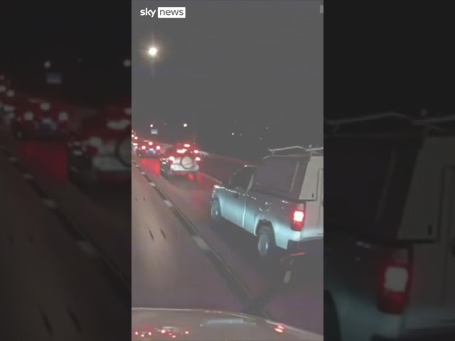 ⁣Moment driver causes nine-car crash