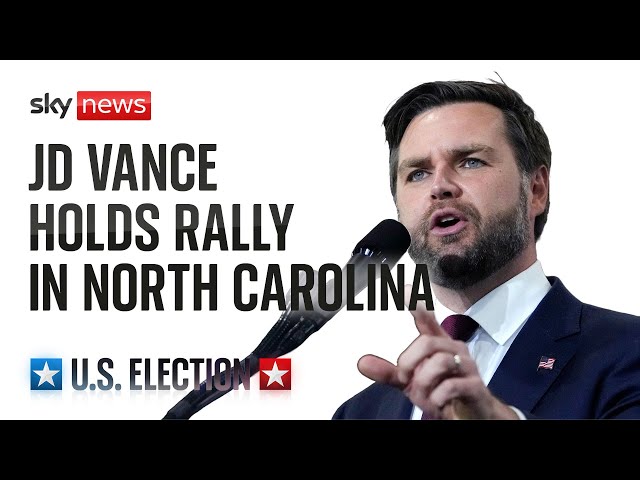 ⁣Republican vice-presidential nominee JD Vance holds campaign rally in North Carolina