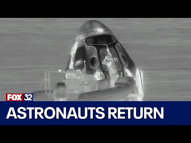 ⁣Astronauts return to Earth after 2 months of delays