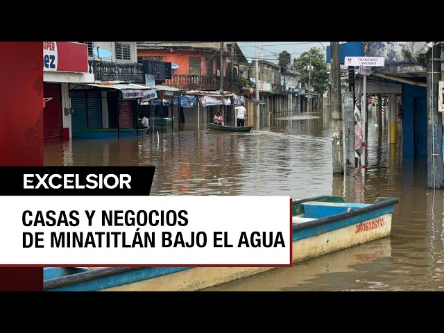 ⁣Minatitlán inundado por la crecida del río Coatzacoalcos