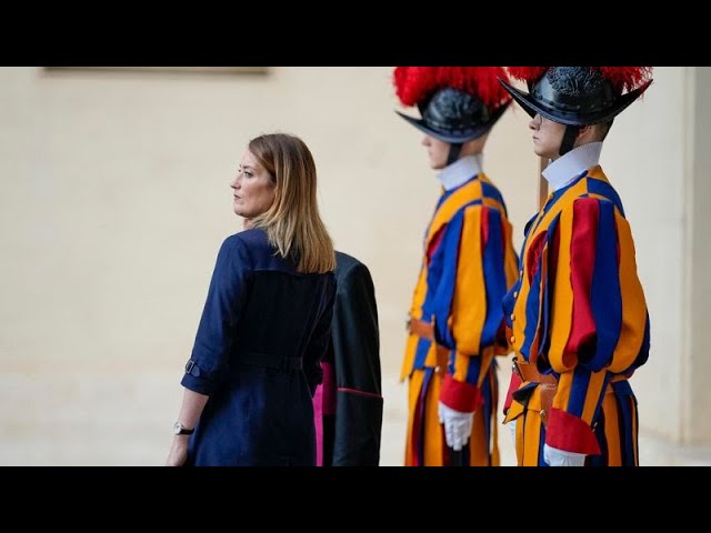 ⁣President of EU Parliament Metsola praises Pope for promoting peace