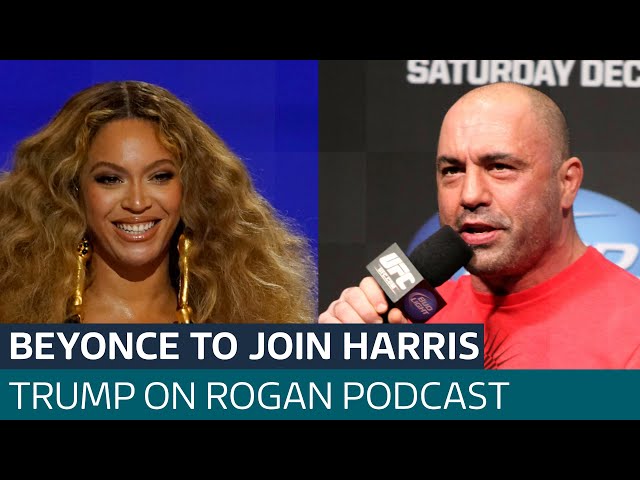 ⁣Trump to record Joe Rogan podcast as Beyoncé tipped to appear at Harris rally | ITV News