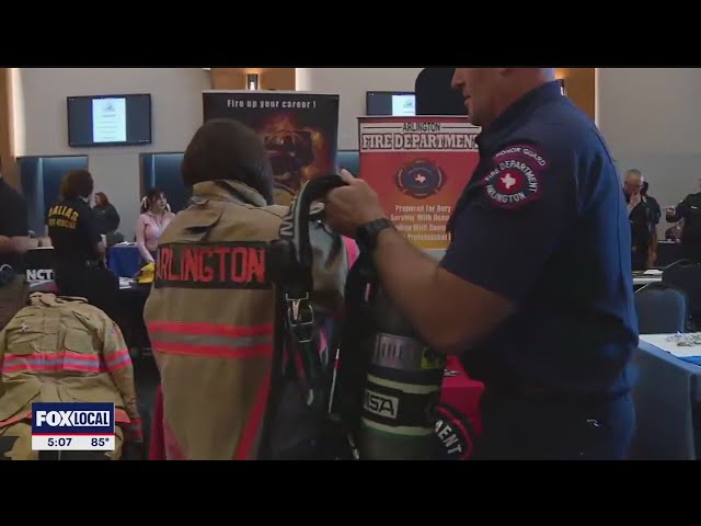 ⁣Large public safety career fair for students held at UNT Dallas