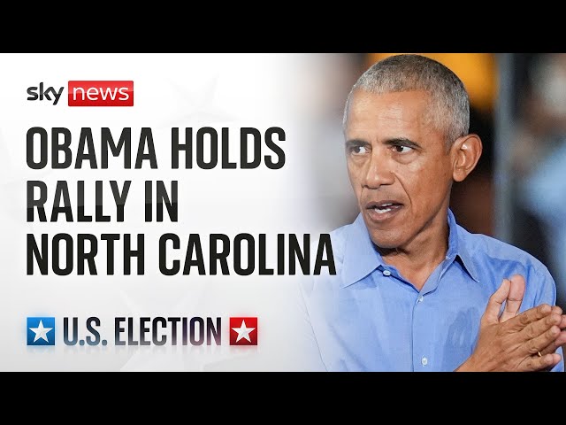 ⁣Watch live: Former US President Barack Obama holds rally in North Carolina