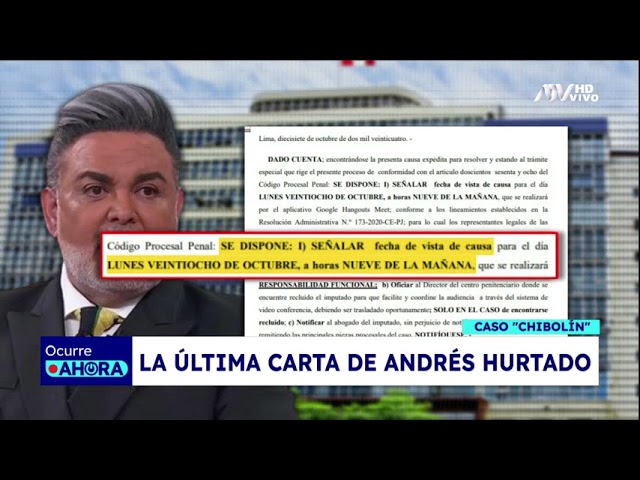 ⁣Andrés Hurtado: este lunes se realizará audiencia de apelación a la prisión preventiva de 18 meses