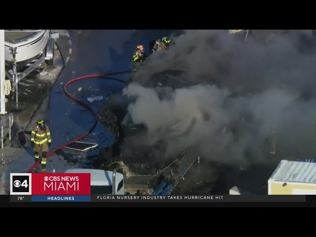 ⁣Deadly boat fire in Dania Beach reignites after killing 1, sending 4 to the hospital