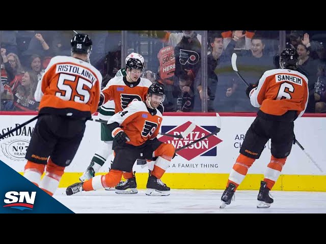 ⁣Flyers' Couturier Caps High-Scoring Affair vs. Wild with Hat Trick