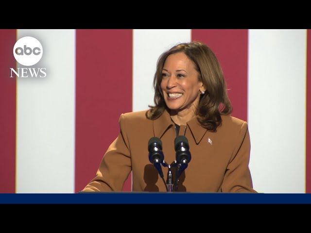 ⁣Harris takes the stage at Michigan rally