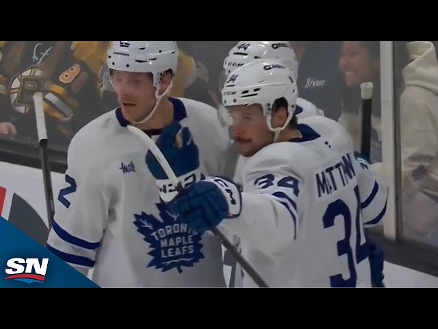 ⁣Morgan Rielly Rips One Timer Past Jeremy Swayman In 800th Game