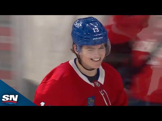 ⁣Canadiens' Cole Caufield Fires Wicked Wrist Shot To Find The Top Corner