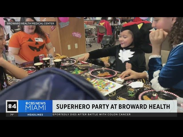 ⁣Superhero party at Broward Health helps brighten days for young patients