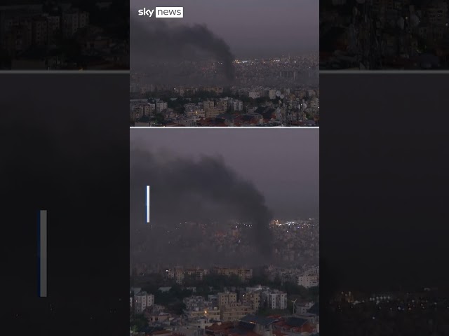 ⁣Black smoke billows over Beirut skyline